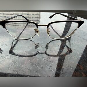 Gucci Black and Gold Rectangular Eyeglasses